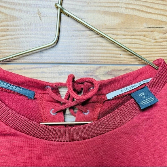 Scotch&Soda long sleeve rust red USS lace back comfortable layers rare stretch - Picture 3 of 4